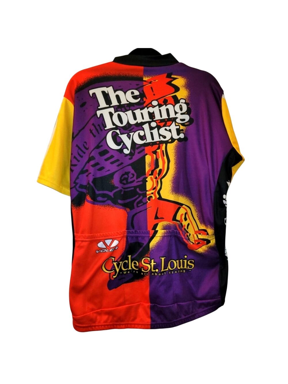 Vtg Voler Cycling Jersey The Touring Cyclist Cycle St Louis Red/Purple USA Made